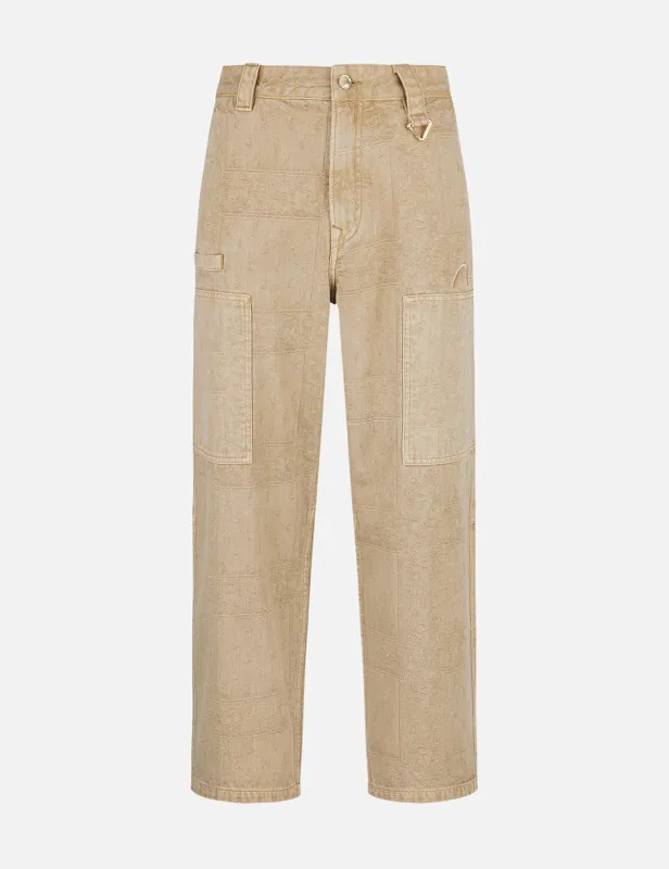 Garment Dyed Paisley Jacquard and Multi-Pocket Relax Fit Pants sold by Evisu