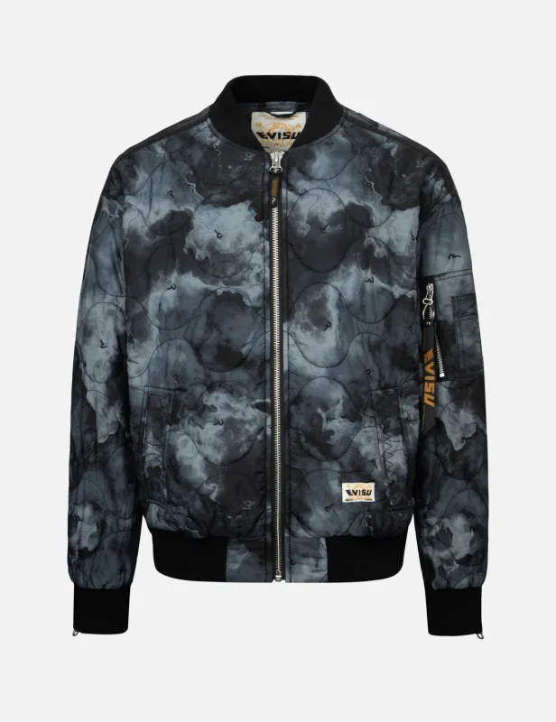 Allover Seagull Embroidery Tie-Dye Loose Fit Padded Bomber Jacket sold by Evisu