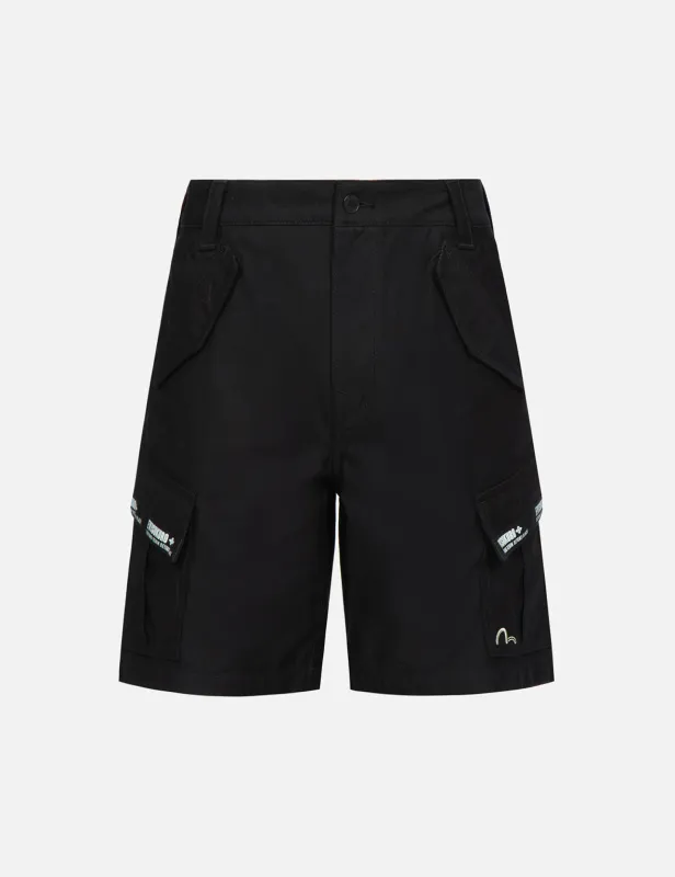 Logo Tape Patching Cargo Shorts sold by Evisu