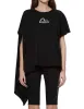 Slogan Print Asymmetric Sleeve T-shirt sold by Evisu
