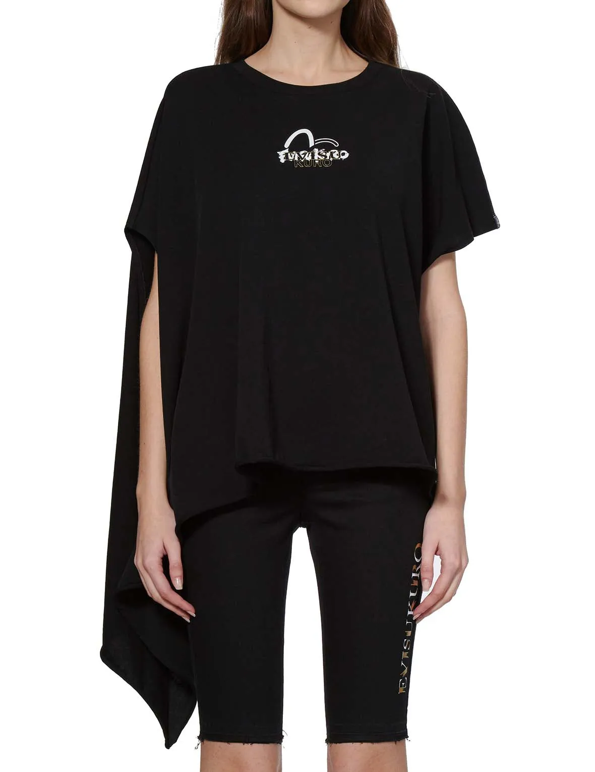 Slogan Print Asymmetric Sleeve T-shirt sold by Evisu product image thumbnail 3