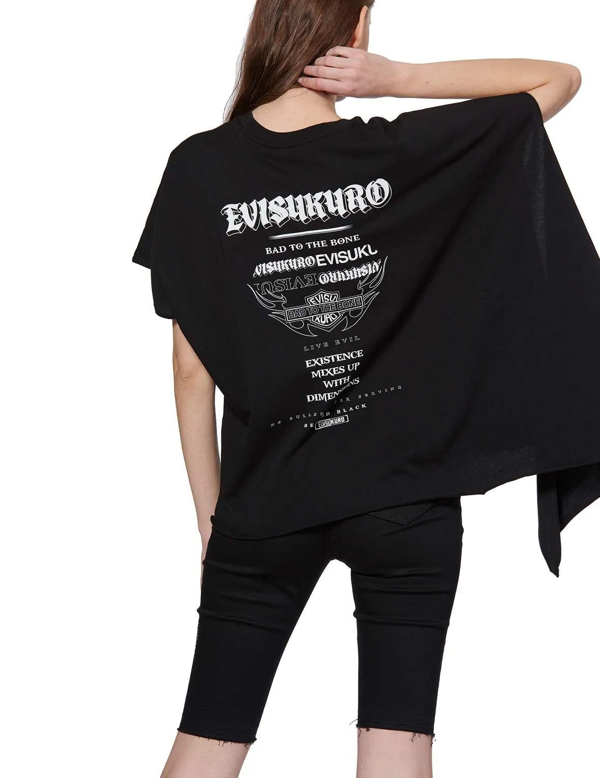 Slogan Print Asymmetric Sleeve T-shirt sold by Evisu product image thumbnail 5