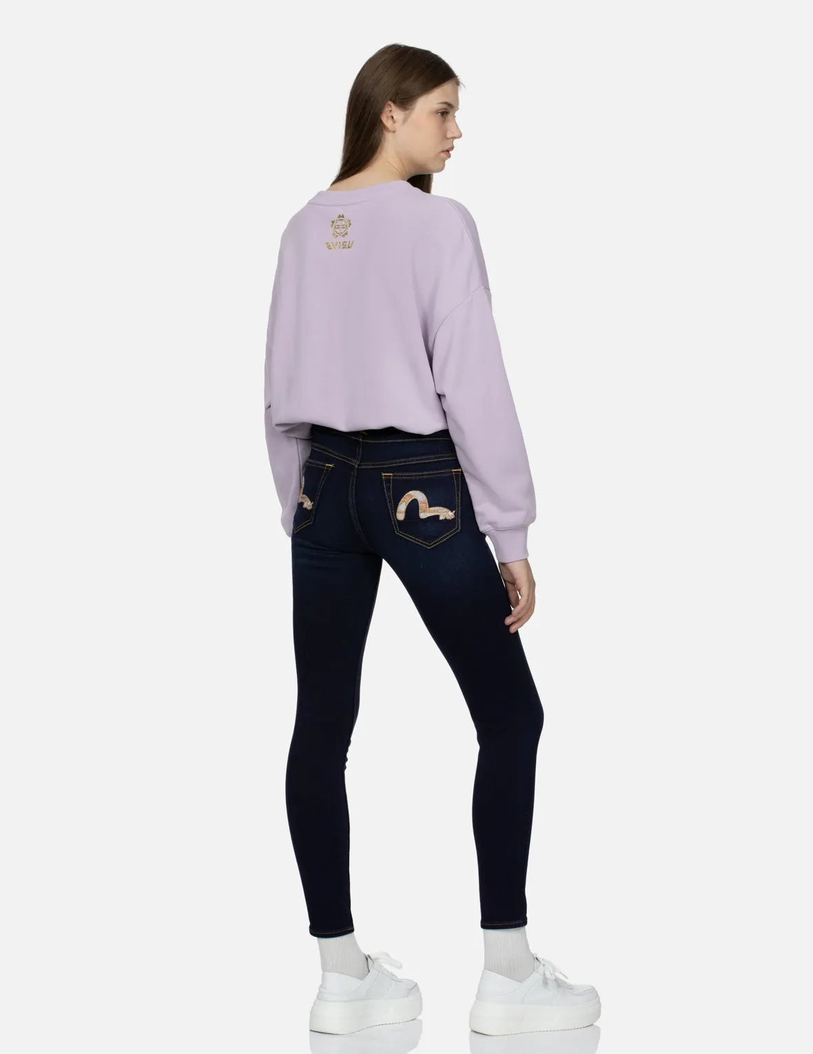 Floral-Pattern Seagull Embroidery High-Waist Skinny Jeans sold by Evisu product image thumbnail 3