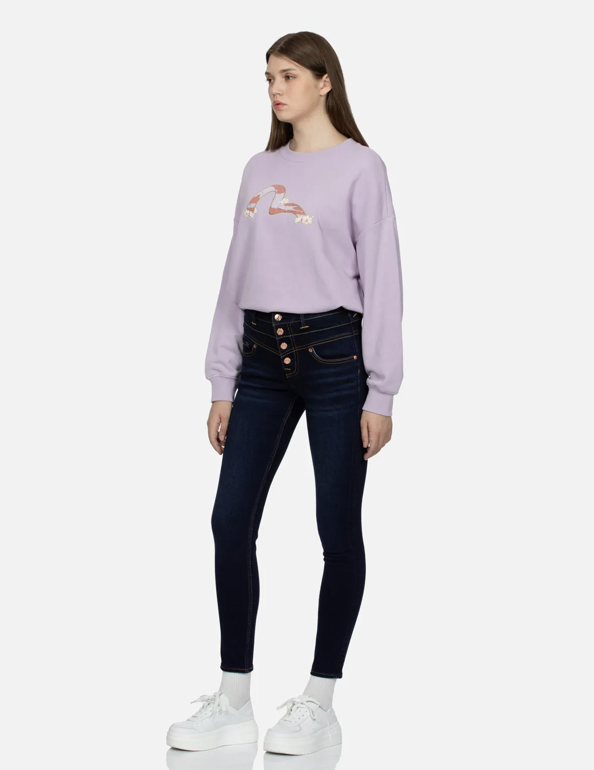 Floral-Pattern Seagull Embroidery High-Waist Skinny Jeans sold by Evisu product image thumbnail 4