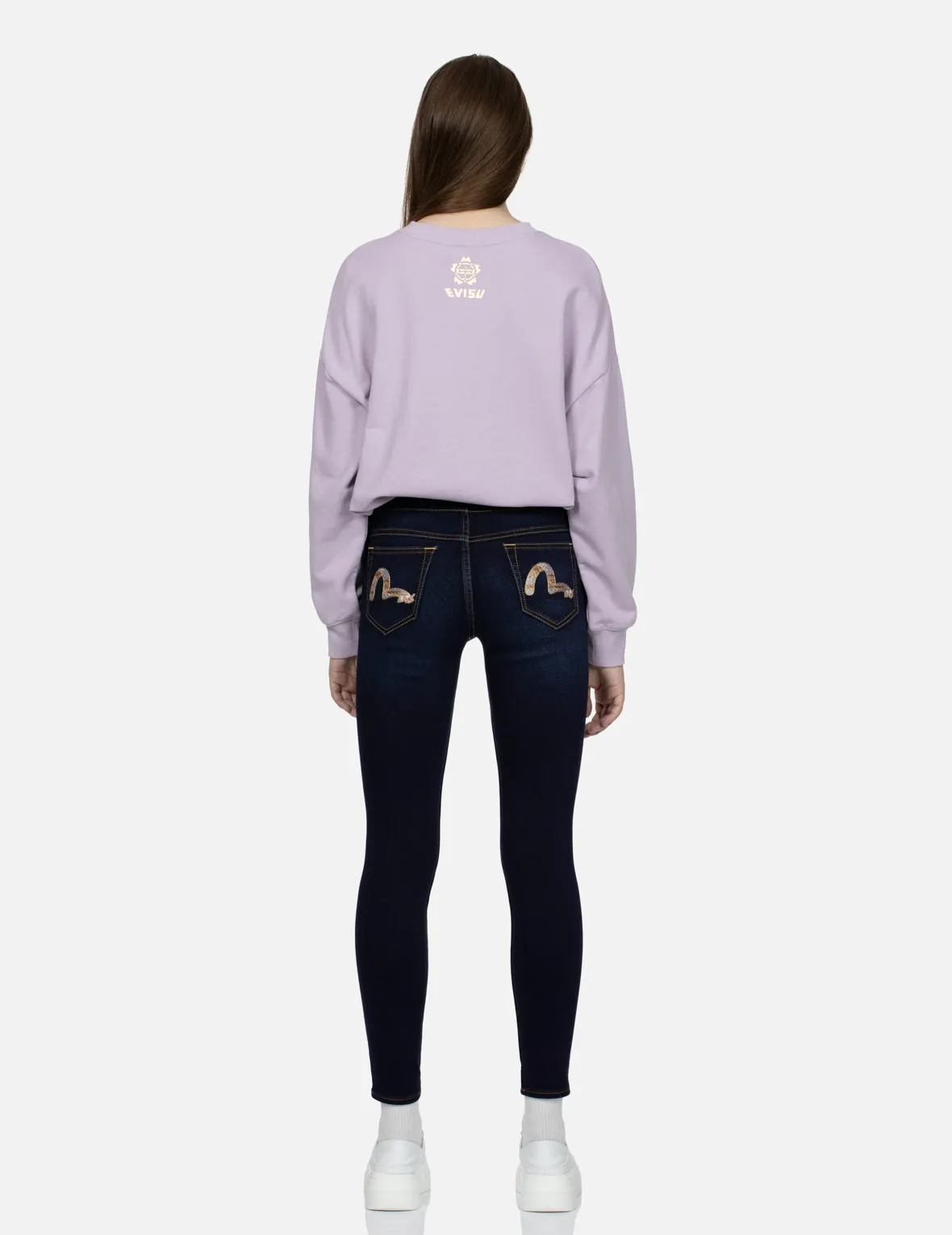 Floral-Pattern Seagull Embroidery High-Waist Skinny Jeans sold by Evisu product image thumbnail 5