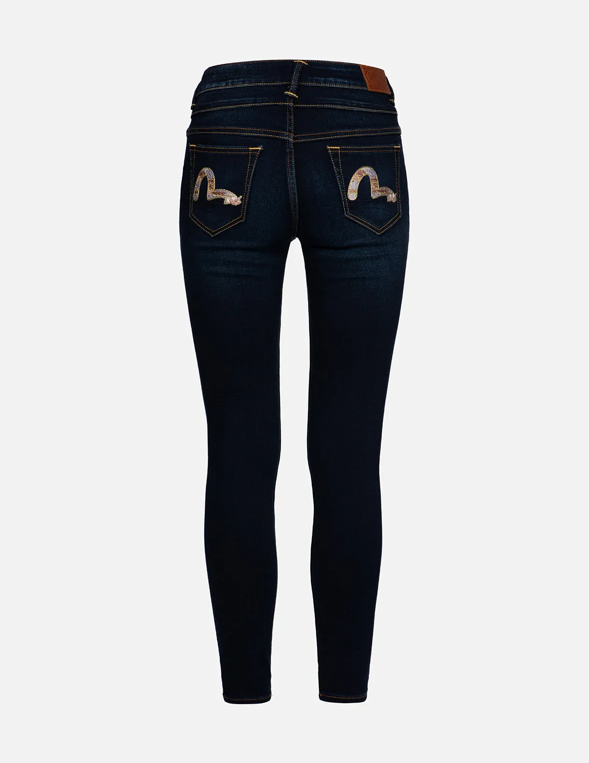 Floral-Pattern Seagull Embroidery High-Waist Skinny Jeans sold by Evisu