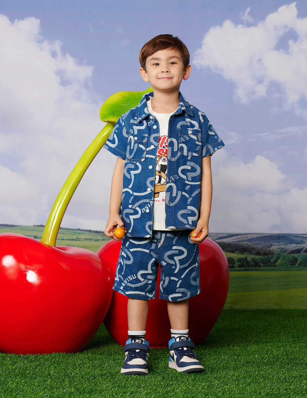 Allover Seagull and Logo Print Regular Fit Denim Shorts sold by Evisu product image thumbnail 4