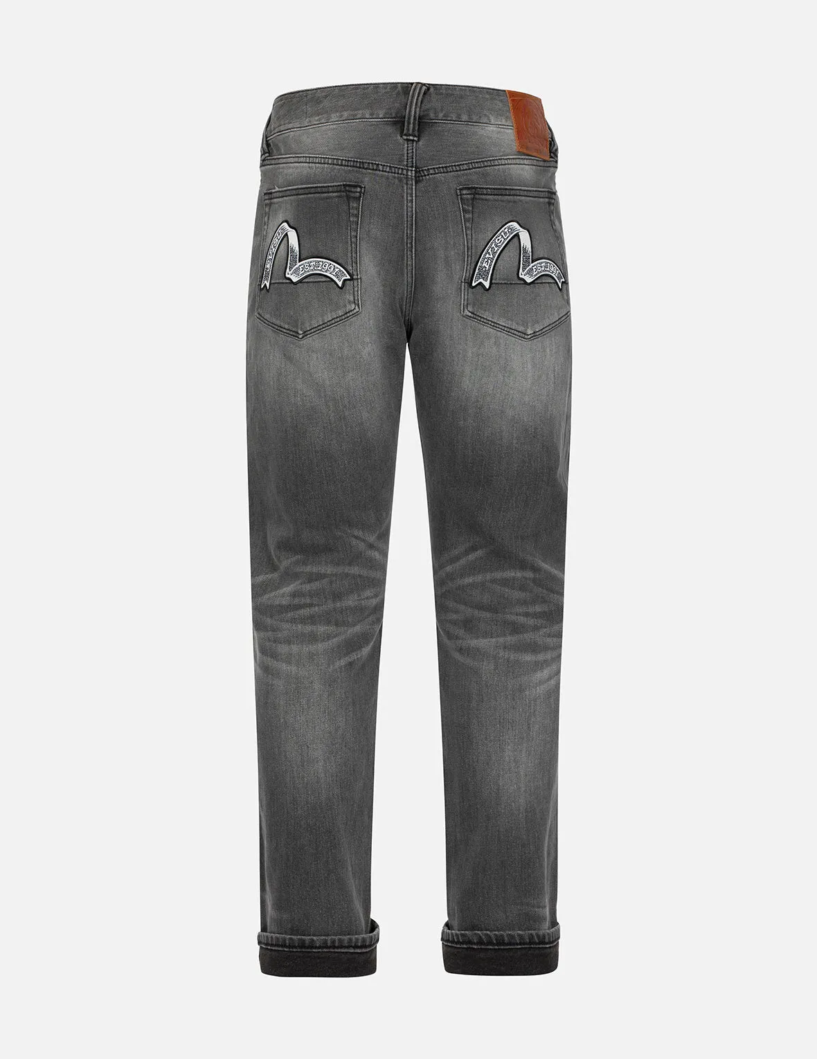 Washed Retro Ribbon Seagull Print Carrot Fit Jeans #2017 sold by Evisu