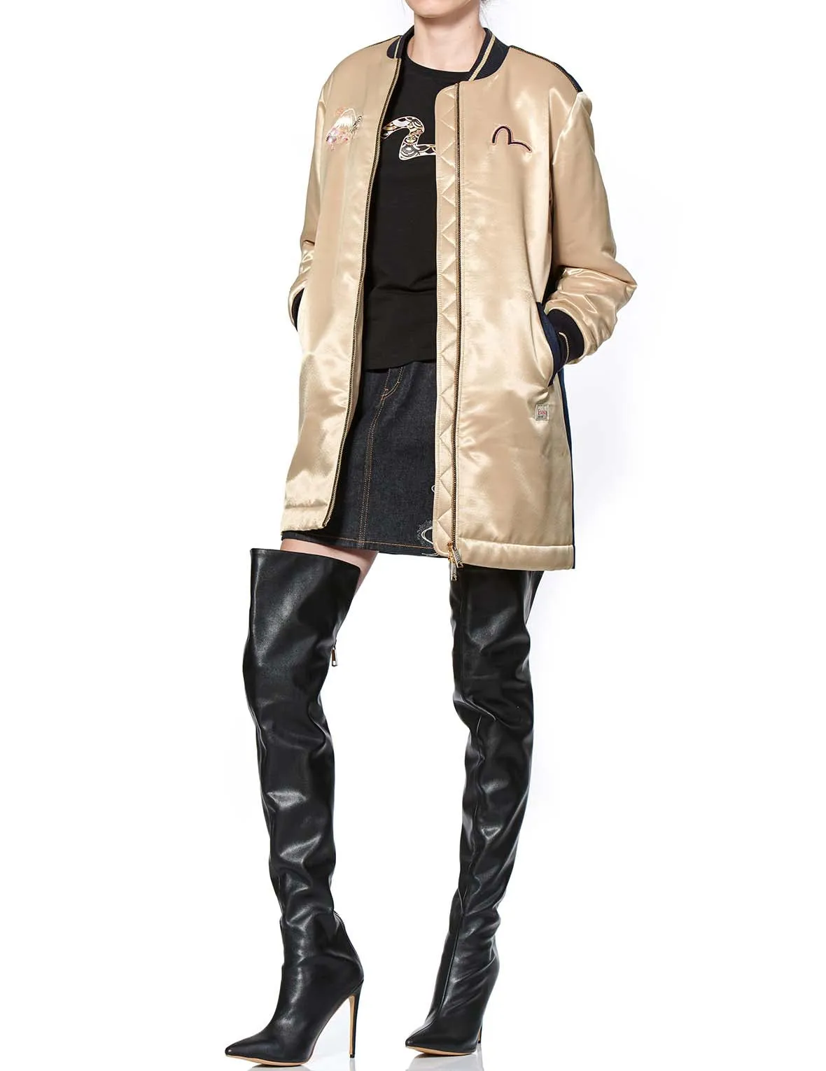 Denim Blocking Souvenir Long Coat sold by Evisu product image thumbnail 4