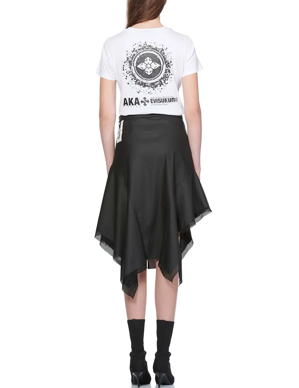 Mesh Trim Asymmetric A-line Skirt sold by Evisu product image thumbnail 2