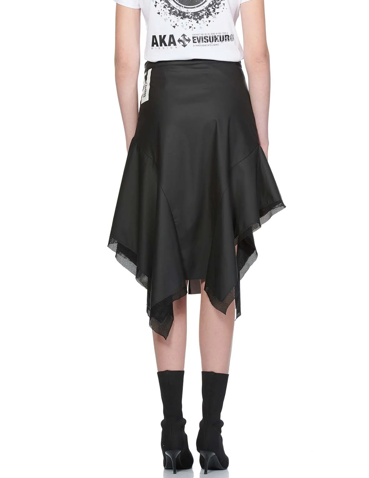 Mesh Trim Asymmetric A-line Skirt sold by Evisu product image thumbnail 4