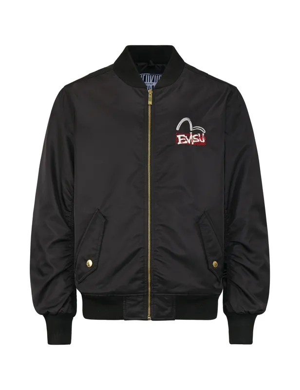 Multi-Layered Graphics Print Padded Bomber Jacket sold by Evisu