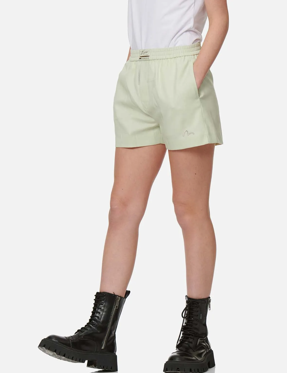 Slogan Embroidery Wool-blend Shorts sold by Evisu product image thumbnail 3