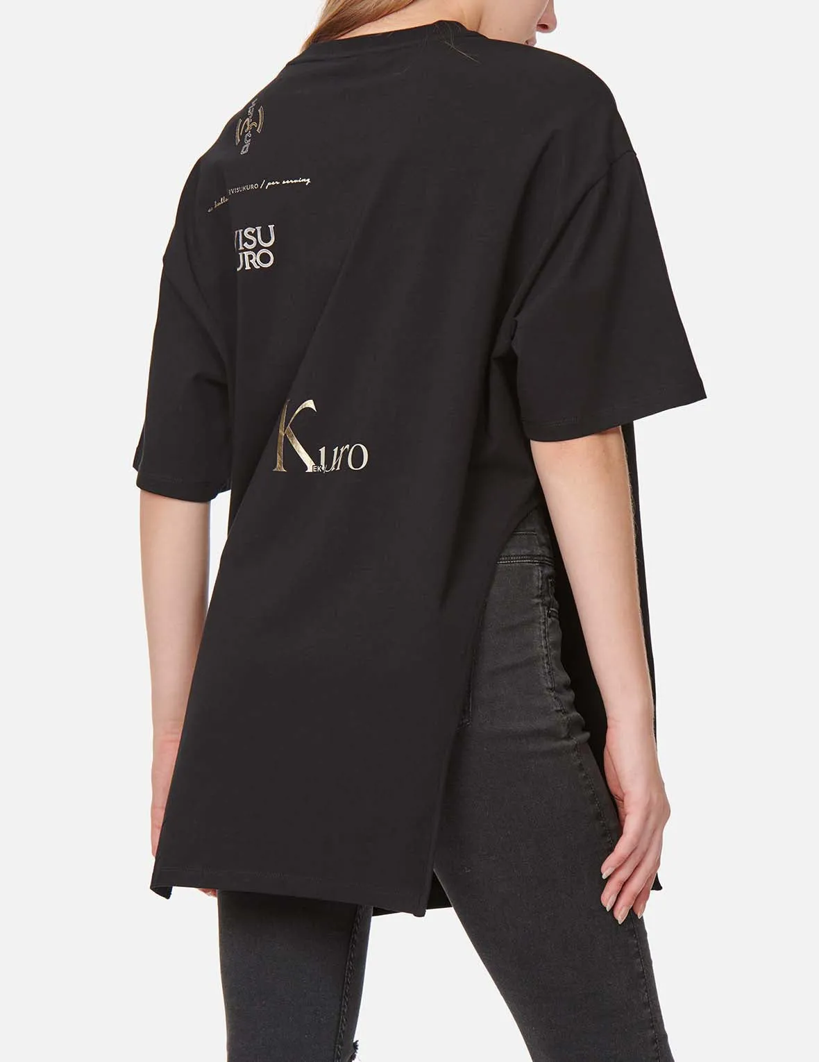 Multi Logo Foil Print Asymmetric T-Shirt sold by Evisu product image thumbnail 5