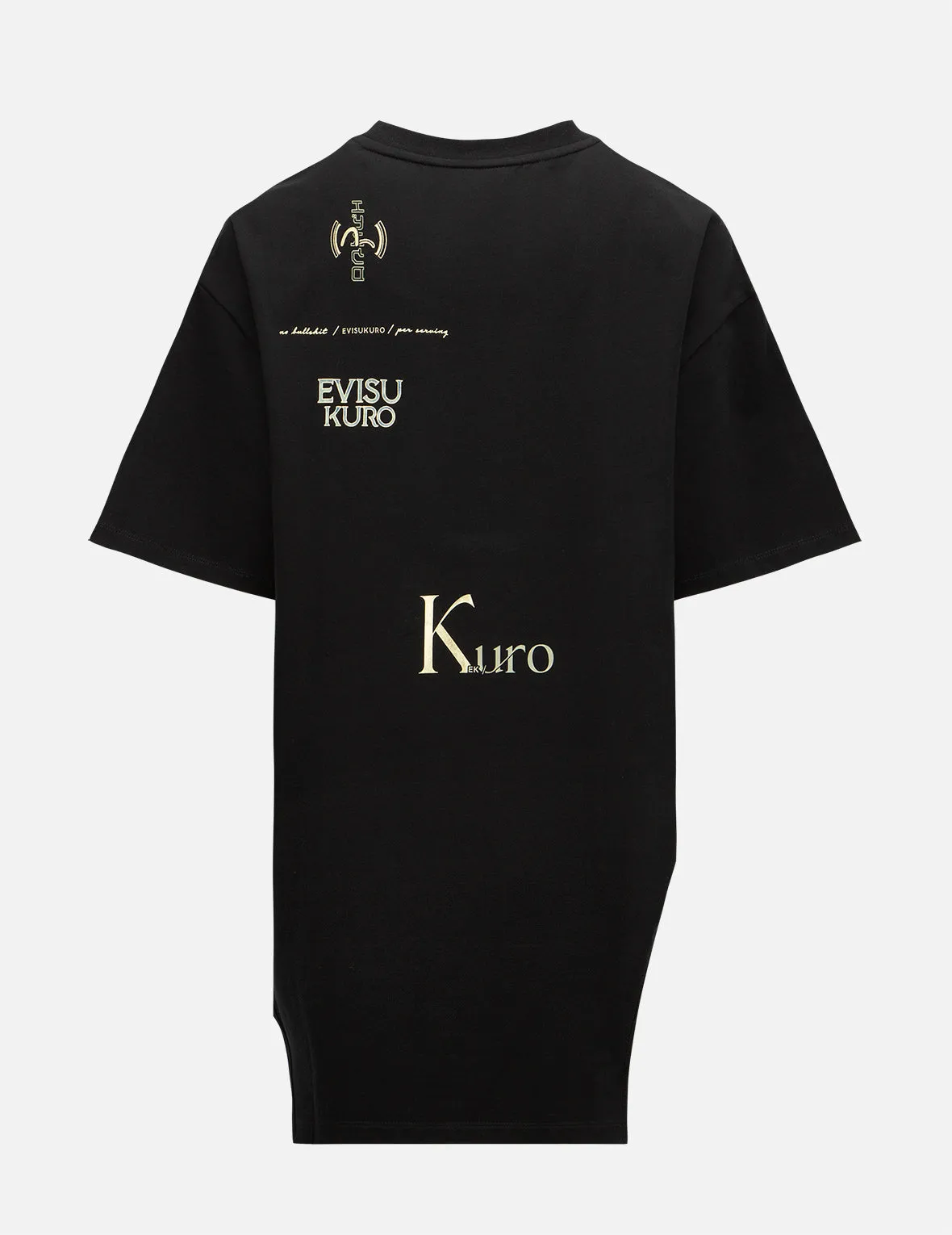 Multi Logo Foil Print Asymmetric T-Shirt sold by Evisu