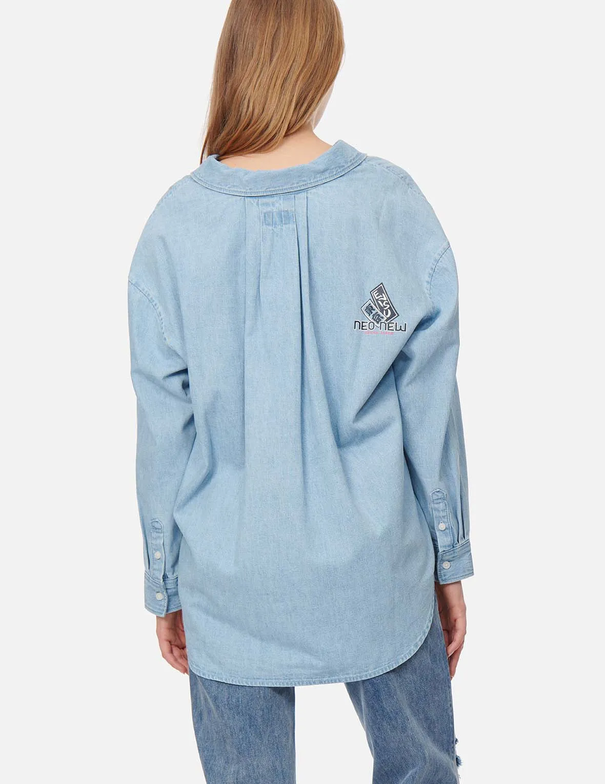 Logo Print Loose-fit Denim Blouse sold by Evisu product image thumbnail 3