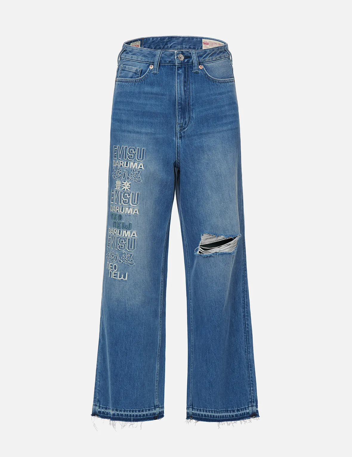 Daruma-pattern Seagull Print High-waist Loost Fit Jeans sold by Evisu product image thumbnail 2