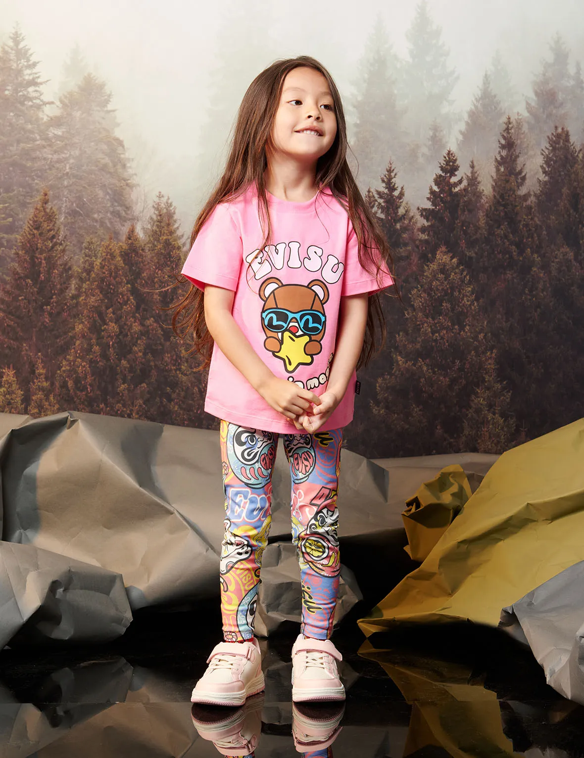 Allover Fortune Cat and Daruma Print Regular Fit Leggings sold by Evisu product image thumbnail 3