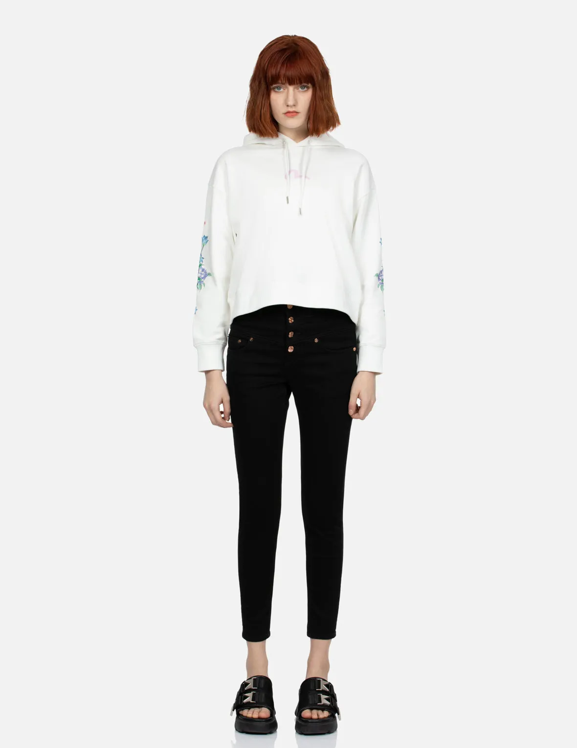 3D Seagull Print and Floral Embroidery Cropped Hoodie sold by Evisu product image thumbnail 5