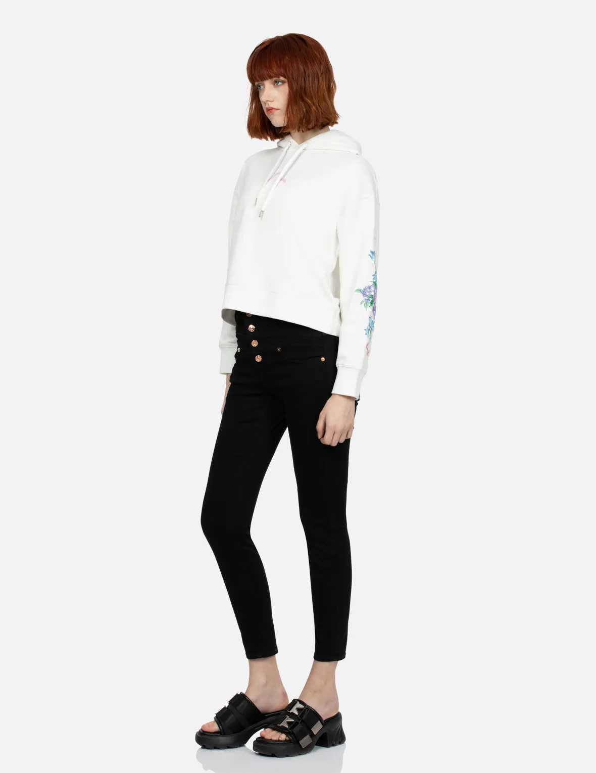 3D Seagull Print and Floral Embroidery Cropped Hoodie sold by Evisu product image thumbnail 3