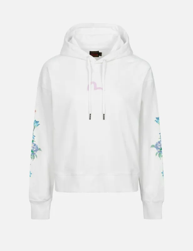 3D Seagull Print and Floral Embroidery Cropped Hoodie sold by Evisu