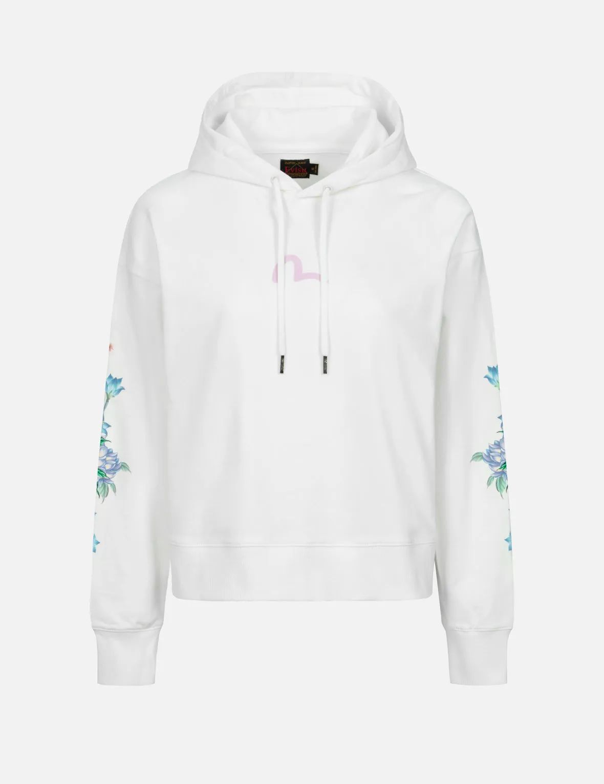 3D Seagull Print and Floral Embroidery Cropped Hoodie sold by Evisu