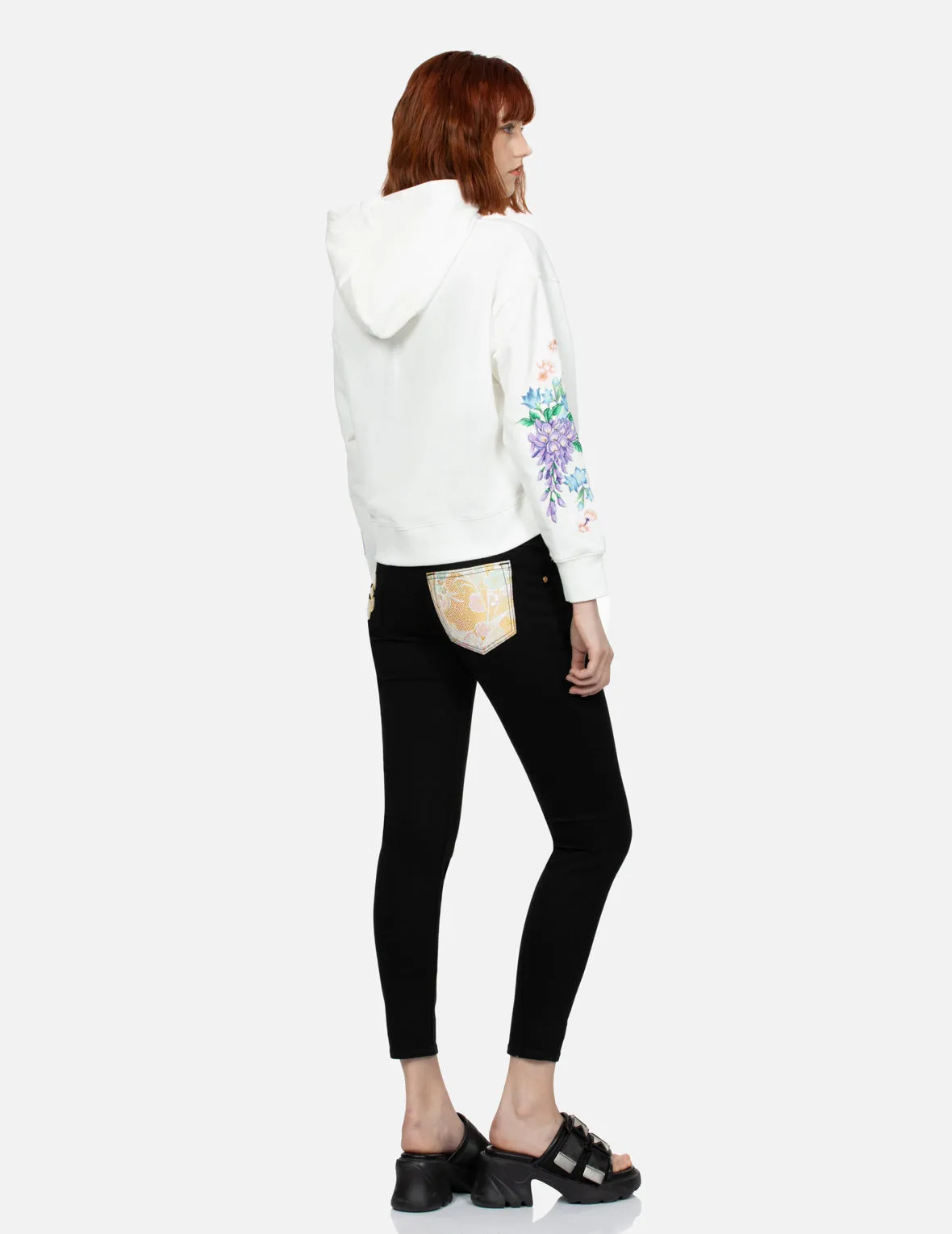 3D Seagull Print and Floral Embroidery Cropped Hoodie sold by Evisu product image thumbnail 4