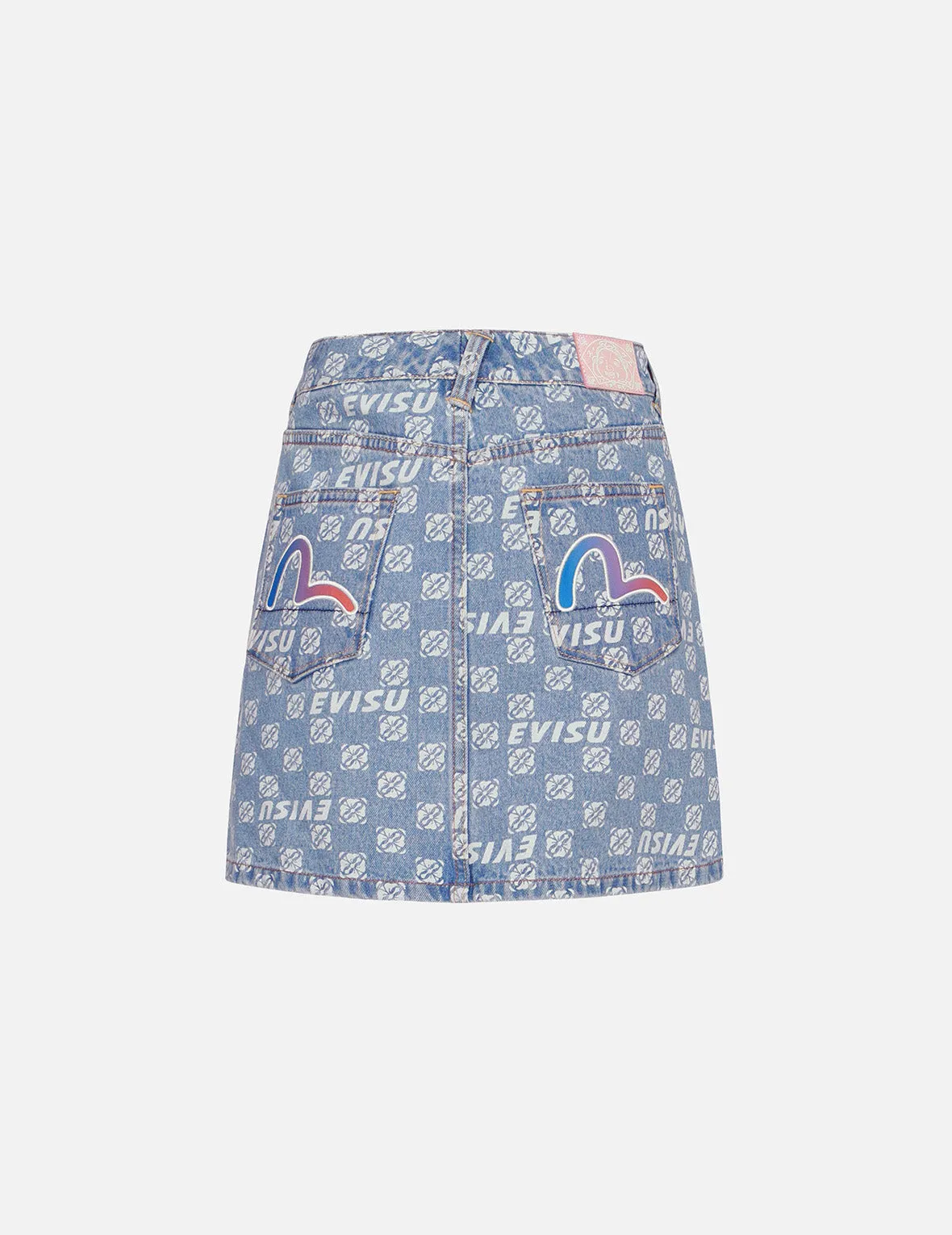 Allover Logo and Kamon print Relax Fit Denim Skirt sold by Evisu