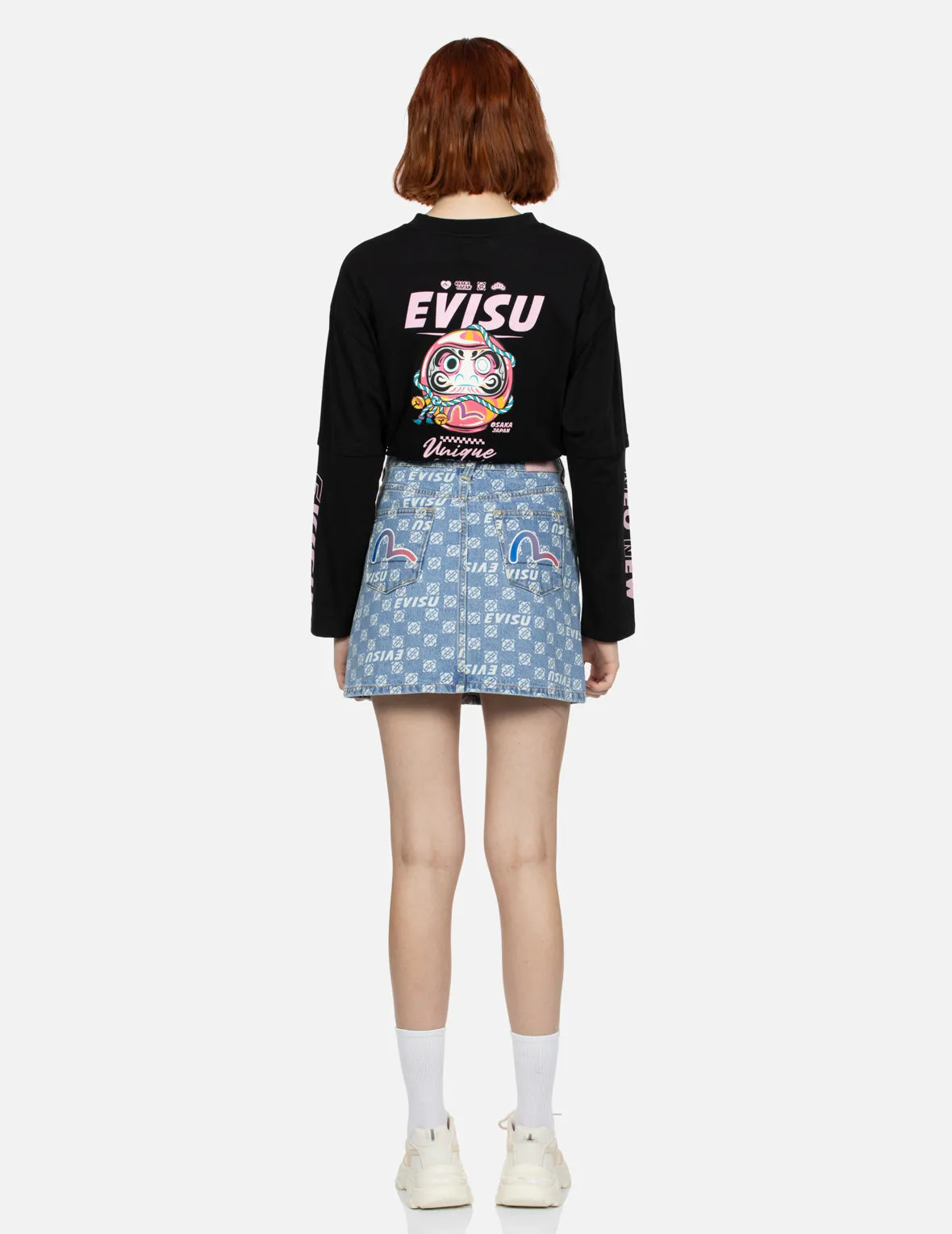 Allover Logo and Kamon print Relax Fit Denim Skirt sold by Evisu product image thumbnail 5