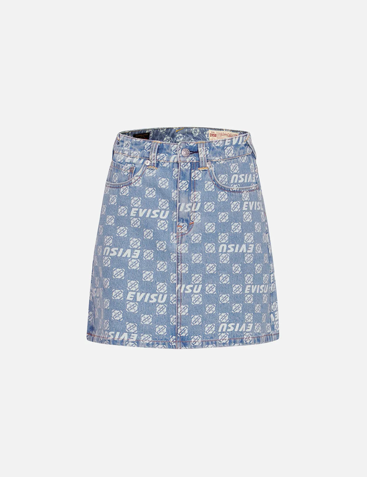 Allover Logo and Kamon print Relax Fit Denim Skirt sold by Evisu product image thumbnail 2