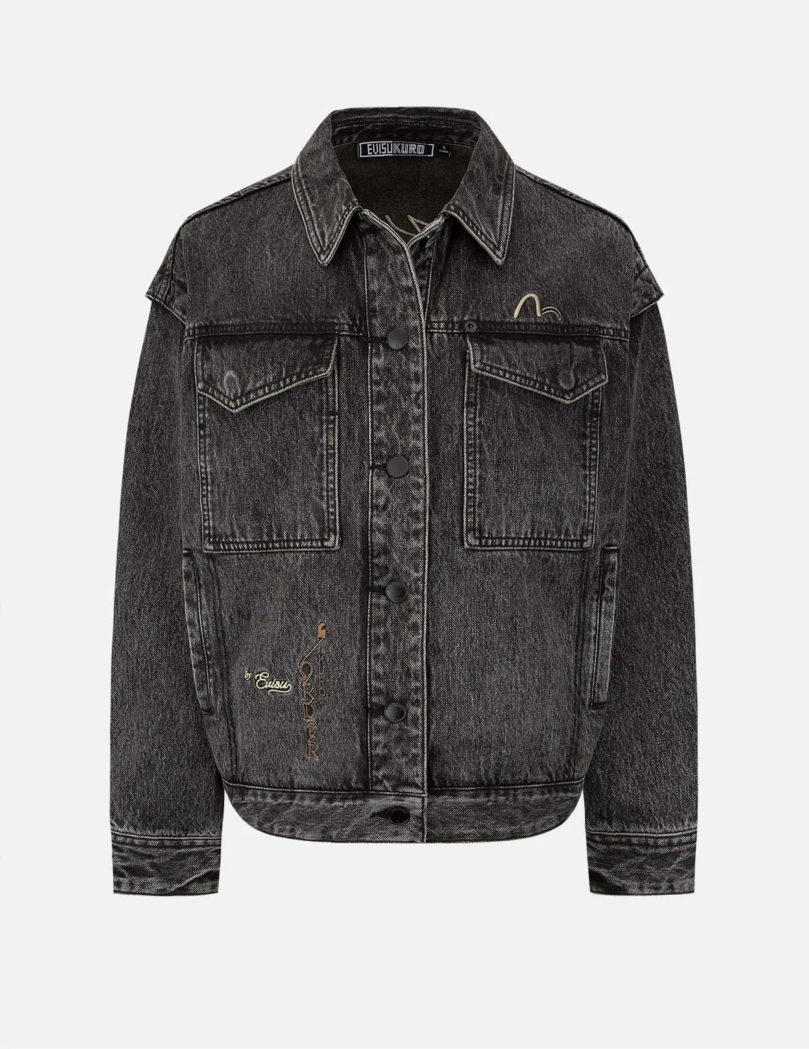Graffiti Effect Slogan Print Oversized Denim Jacket sold by Evisu product image thumbnail 2