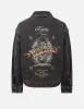 Graffiti Effect Slogan Print Oversized Denim Jacket sold by Evisu
