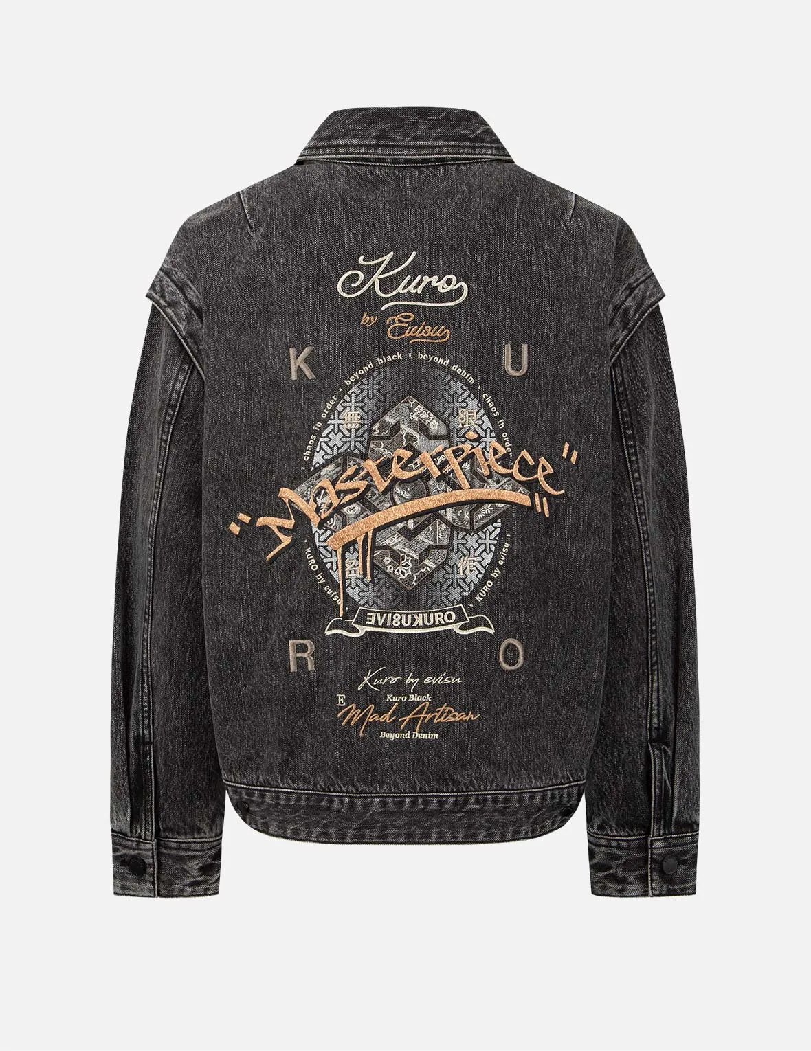 Graffiti Effect Slogan Print Oversized Denim Jacket sold by Evisu