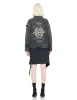 Graffiti Effect Slogan Print Oversized Denim Jacket sold by Evisu
