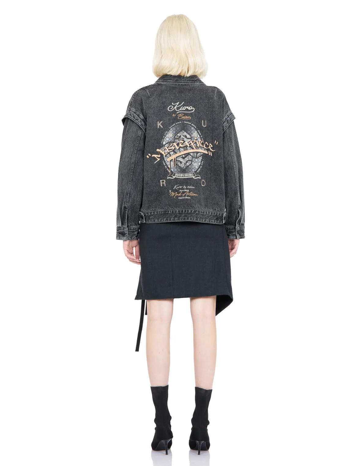 Graffiti Effect Slogan Print Oversized Denim Jacket sold by Evisu product image thumbnail 5