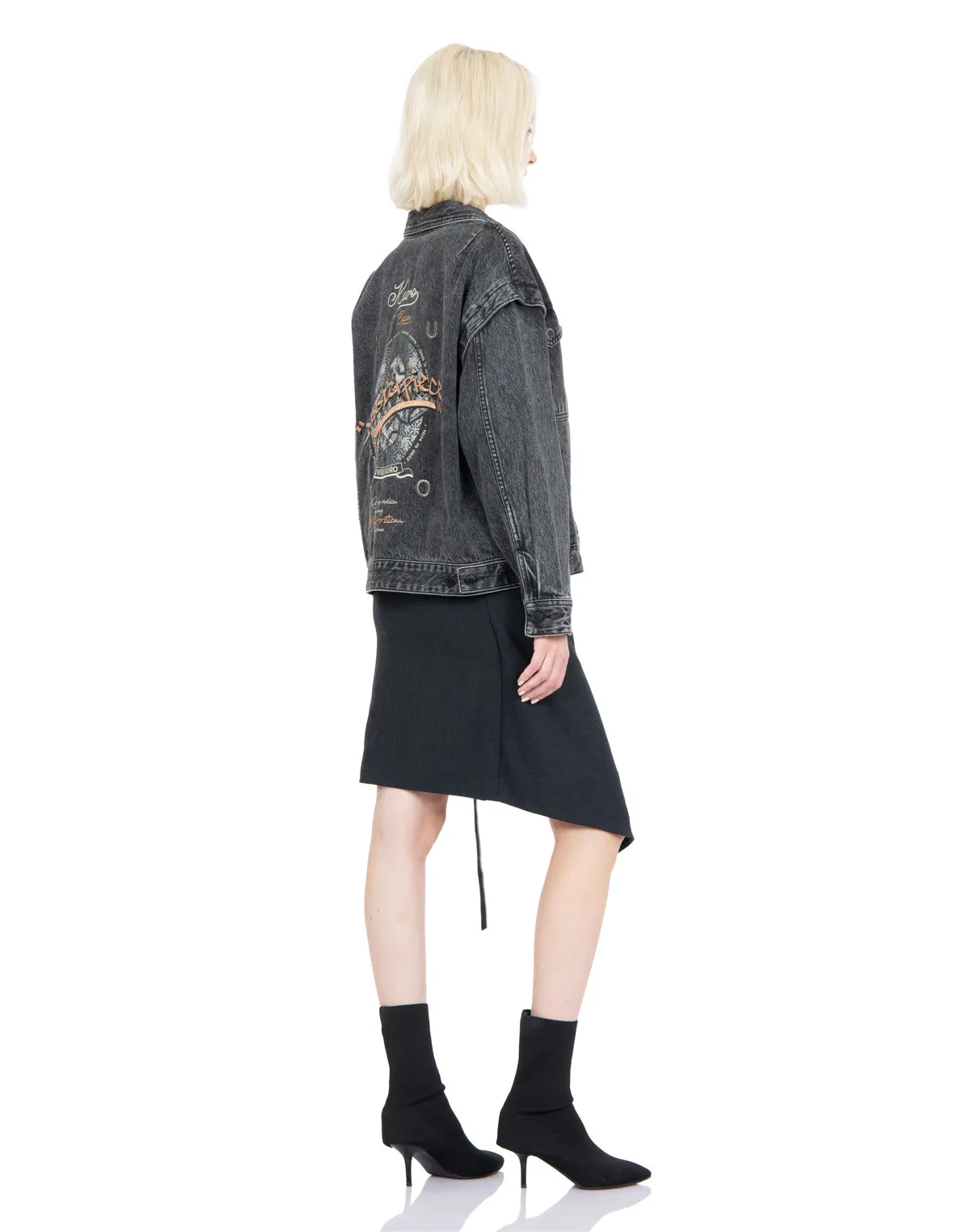 Graffiti Effect Slogan Print Oversized Denim Jacket sold by Evisu product image thumbnail 3