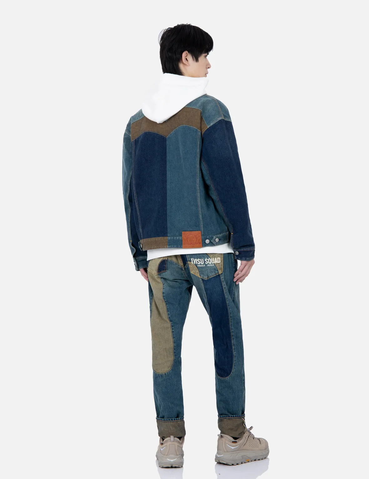 Deconstruction Fabric Blocking Denim Jacket sold by Evisu product image thumbnail 4