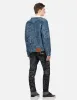 Allover Japanese Pattern Jacquard Sherpa-Lined Denim Jacket sold by Evisu