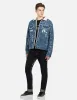Allover Japanese Pattern Jacquard Sherpa-Lined Denim Jacket sold by Evisu