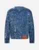Allover Japanese Pattern Jacquard Sherpa-Lined Denim Jacket sold by Evisu