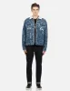 Allover Japanese Pattern Jacquard Sherpa-Lined Denim Jacket sold by Evisu