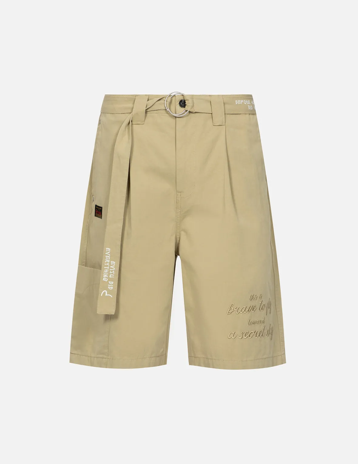 Tone-on-tone Kamon and Slogan Embroidery Cargo Shorts sold by Evisu product image thumbnail 2