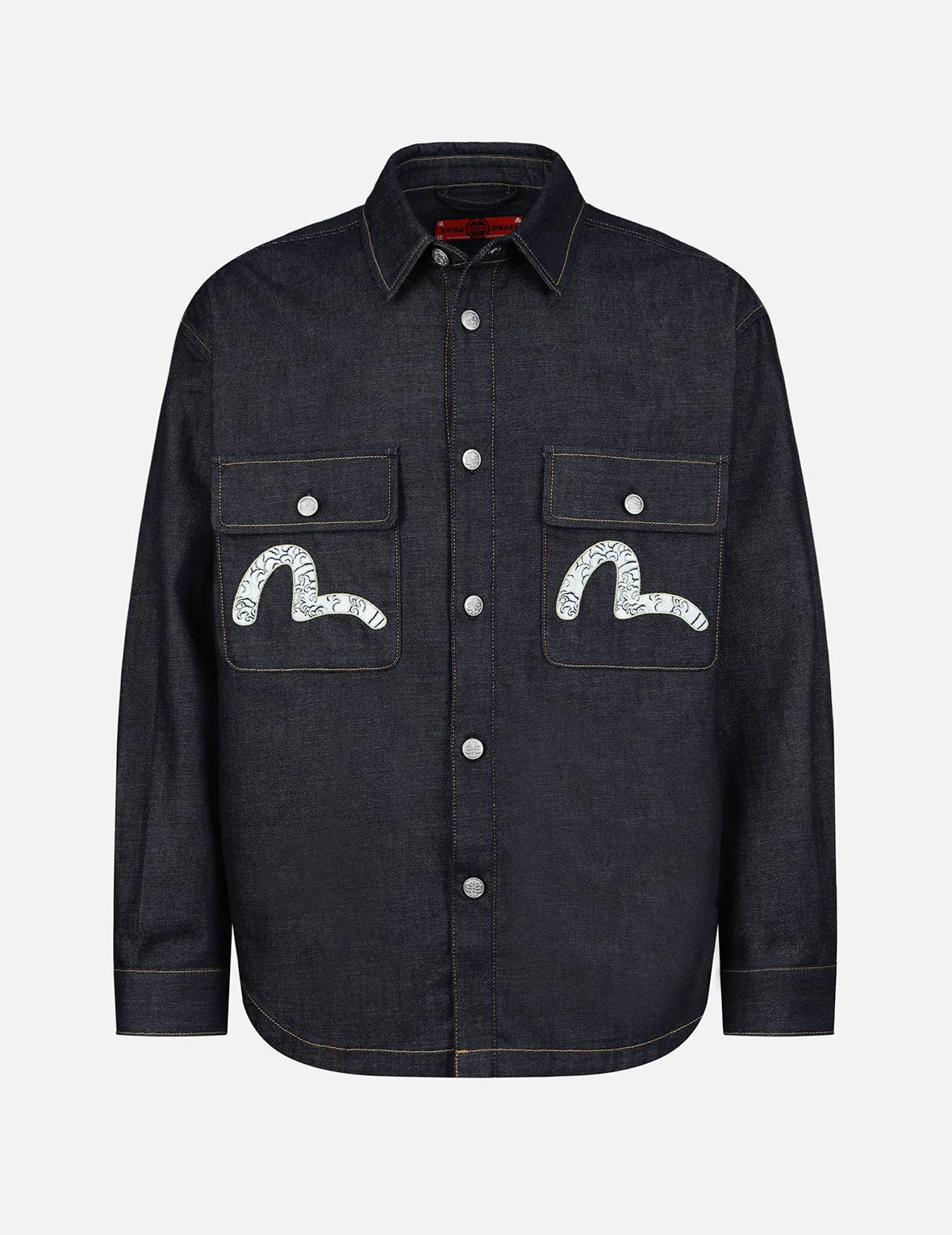 Sea Wave-pattern Seagull Embroidery Denim Shirt Jacket sold by Evisu