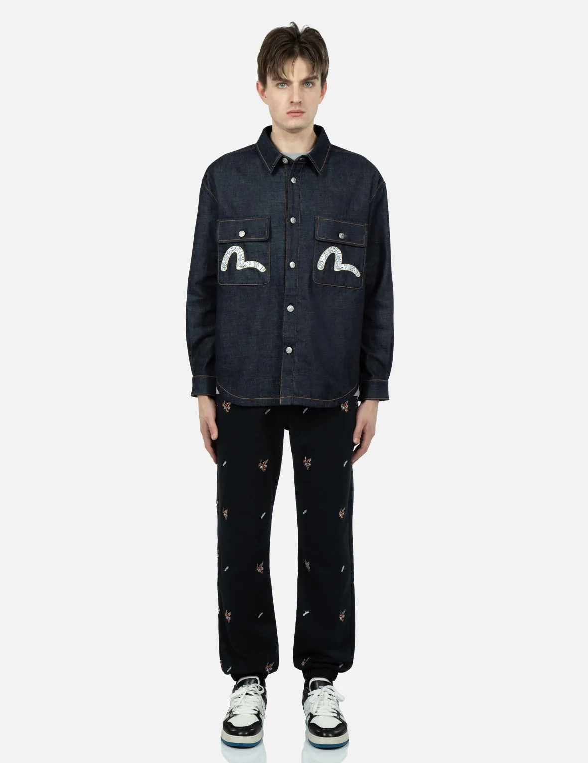 Sea Wave-pattern Seagull Embroidery Denim Shirt Jacket sold by Evisu product image thumbnail 5