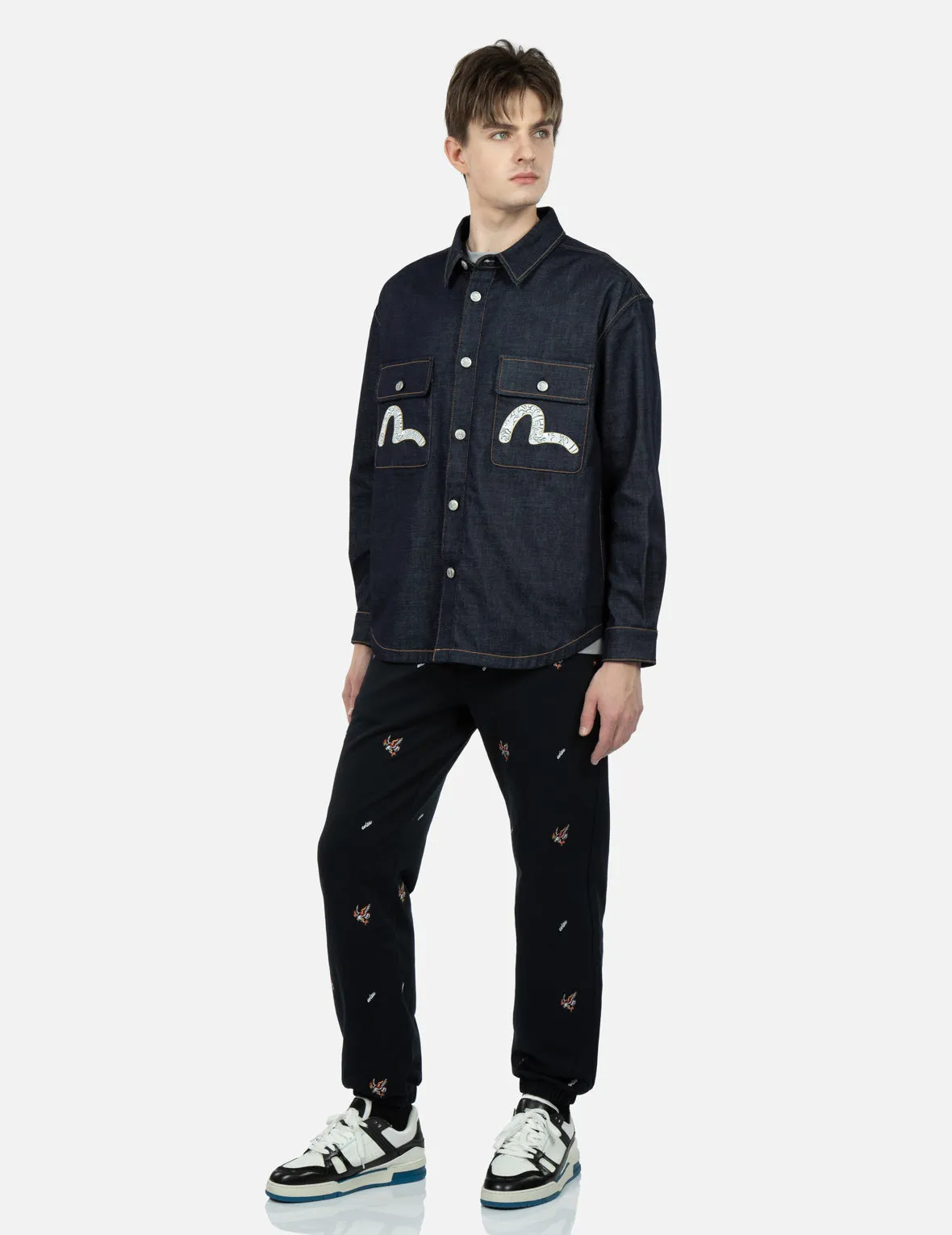Sea Wave-pattern Seagull Embroidery Denim Shirt Jacket sold by Evisu product image thumbnail 3