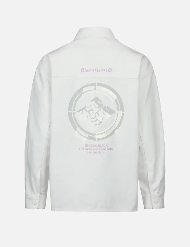 Double Tone Kamon Print Denim Shirt sold by Evisu