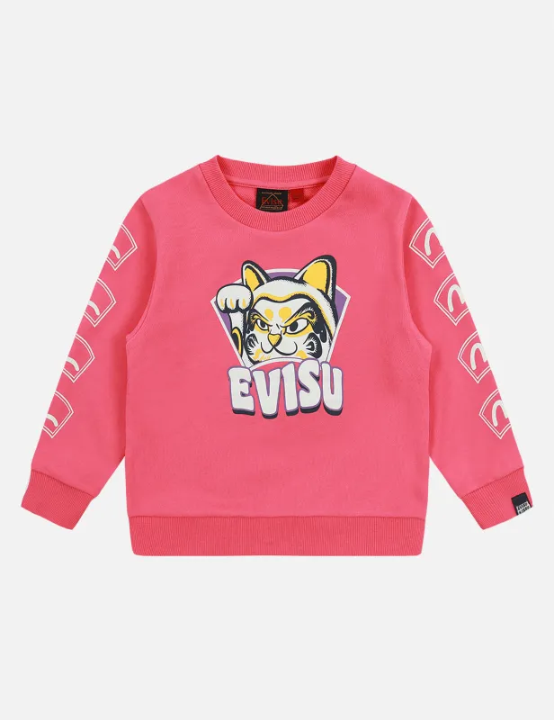 Fortune Cat “Hide-and-Seek” Print Sweatshirt sold by Evisu