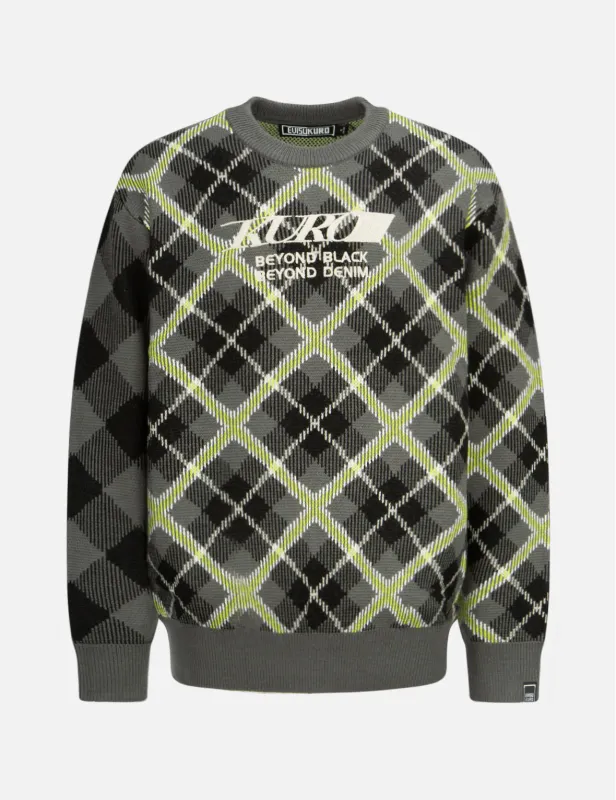 Contrast Plaid Sweater sold by Evisu