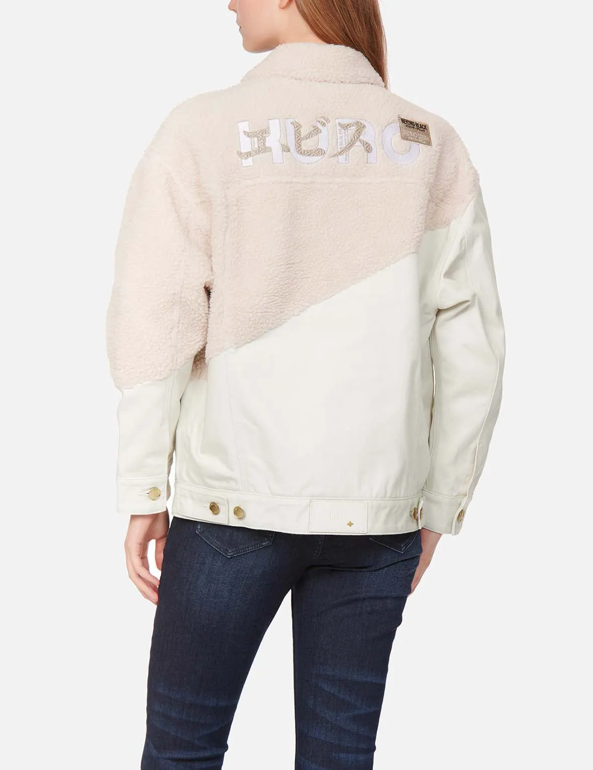 Fabric Blocking Sherpa Fleece Denim Jacket sold by Evisu product image thumbnail 3