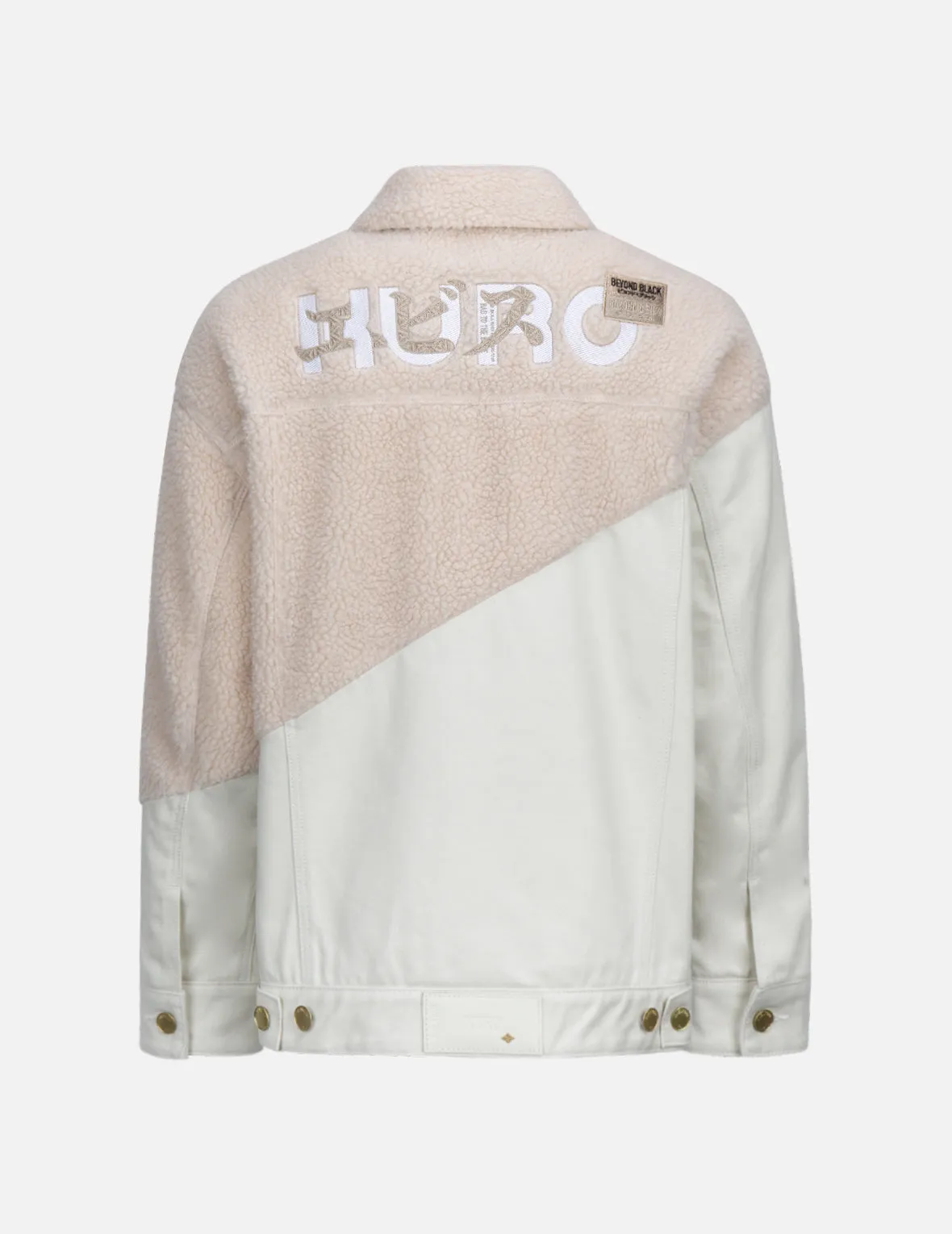 Fabric Blocking Sherpa Fleece Denim Jacket sold by Evisu